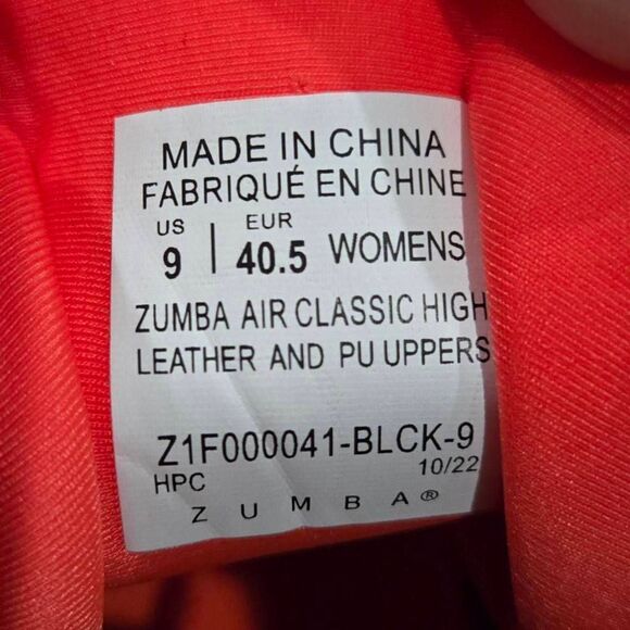 Zumba Air Classic High Top Black Red-Orange Unisex Sneakers (F005) Size 9 - Picture 11 of 11